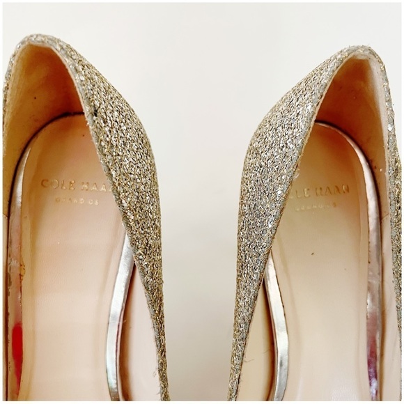Cole Haan Silver Glitter Pointed Toe High Heel Pumps Size 8 - Picture 8 of 15